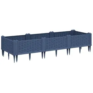 vidaXL Jardinière avec piquets gris 125x40x28,5 cm PP pas cher