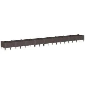 vidaXL Jardinière avec piquets marron 362,5x42,5x28,5 cm PP pas cher