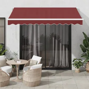vidaXL Auvent rétractable automatique avec LED bordeaux 300x250 cm pas cher