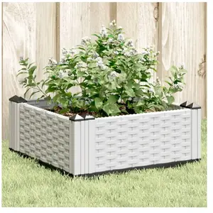 Comparateur de prix : vidaXL Jardinière avec piquets blanc 42,5x42,5x28,5 cm PP