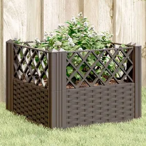 Comparateur de prix : vidaXL Jardinière avec piquets marron 43,5x43,5x43,5 cm PP
