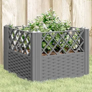 Comparateur de prix : vidaXL Jardinière avec piquets gris clair 43,5x43,5x43,5 cm PP