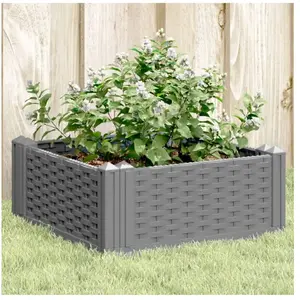 Comparateur de prix : vidaXL Jardinière avec piquets gris clair 42,5x42,5x28,5 cm PP