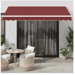 vidaXL Auvent manuel rétractable bordeaux 350x250 cm pas cher