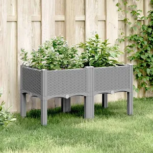 Comparateur de prix : vidaXL Jardinière avec pieds gris clair 80x40x42 cm PP