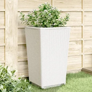 vidaXL Jardinières 4 pcs blanc 32,5x32,5x57 cm polypropylène pas cher