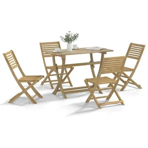 vidaXL Ensemble à manger de jardin 5 pcs Bois d'acacia solide pas cher