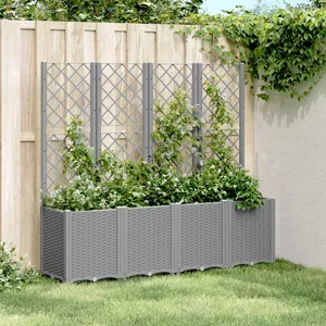 Comparateur de prix : vidaXL Jardinière avec treillis gris clair 160x40x140 cm PP