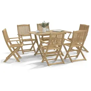 vidaXL Ensemble à manger de jardin 7 pcs Bois d'acacia solide pas cher