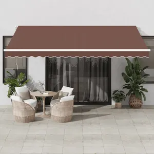 vidaXL Auvent manuel rétractable avec LED marron 450x350 cm pas cher