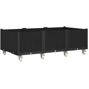 vidaXL Jardinière à roulettes noir 150x80x54 cm PP