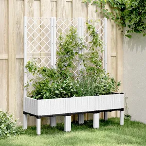Comparateur de prix : vidaXL Jardinière avec treillis blanc 120x40x142 cm PP