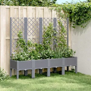 Comparateur de prix : vidaXL Jardinière avec treillis gris 160x40x142 cm PP