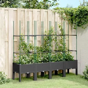 Comparateur de prix : vidaXL Jardinière avec treillis noir 160x40x142,5 cm PP