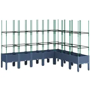 vidaXL Jardinière avec treillis gris 200x160x142,5 cm PP