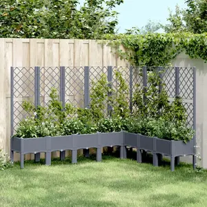 Comparateur de prix : vidaXL Jardinière avec treillis gris 200x160x142 cm PP