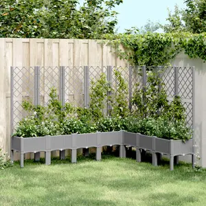 Comparateur de prix : vidaXL Jardinière avec treillis gris clair 200x160x142 cm PP