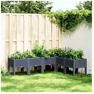 vidaXL Jardinière avec pieds gris 160x120x42 cm PP pas cher