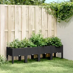 Comparateur de prix : vidaXL Jardinière avec pieds noir 160x40x42 cm PP