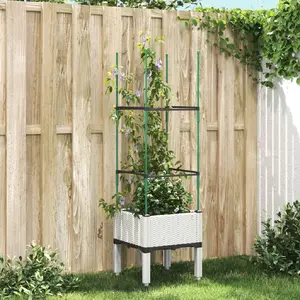 Comparateur de prix : vidaXL Jardinière avec treillis blanc 40x40x142,5 cm PP