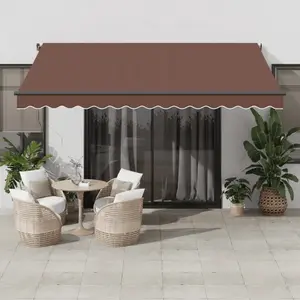vidaXL Auvent manuel rétractable marron 400x350 cm pas cher