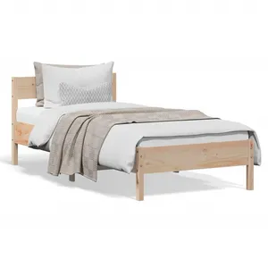 vidaXL Vidaxl Cadre De Lit Sans Matelas 75x190 Cm Bois De Pin Massif pas cher