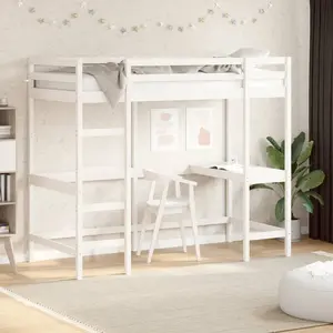 Vidaxl lit superposé sans matelas blanc 100x200 cm bois de pin massif pas cher