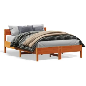 vidaXL Cadre de lit et tête de lit cire marron 120x200 cm bois de pin pas cher
