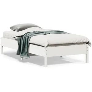 Vidaxl cadre de lit sans matelas blanc 75x190 cm bois de pin massif pas cher