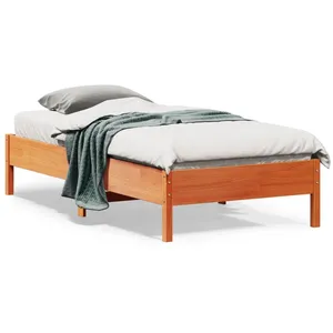 vidaXL Cadre de lit sans matelas cire marron 75x190 cm bois pin massif pas cher