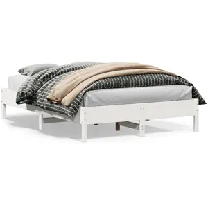 Vidaxl cadre de lit sans matelas blanc 140x200 cm bois de pin massif pas cher