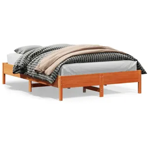 vidaXL Cadre de lit sans matelas cire marron 140x200cm bois pin massif pas cher