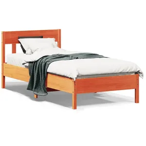 vidaXL Cadre de lit avec tête de lit cire marron 90x200 cm bois de pin pas cher