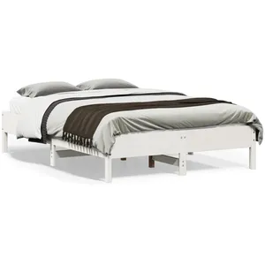 Vidaxl cadre de lit sans matelas blanc 135x190 cm bois de pin massif pas cher
