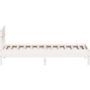 vidaXL Cadre de lit avec tête de lit blanc 90x190cm bois de pin massif pas cher