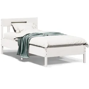 Vidaxl cadre de lit sans matelas blanc 75x190 cm bois de pin massif pas cher