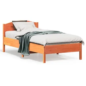 vidaXL Cadre de lit sans matelas cire marron 75x190 cm bois pin massif pas cher
