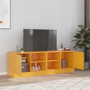 vidaXL Meubles TV 2 pcs jaune moutarde 67x39x44 cm acier pas cher
