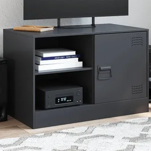vidaXL Meuble TV noir 67x39x44 cm acier pas cher