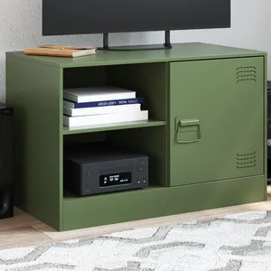 vidaXL Meuble TV vert olive 67x39x44 cm acier pas cher