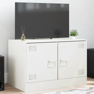 vidaXL Meuble TV blanc 67x39x44 cm acier pas cher