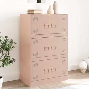 vidaXL Buffet rose 67x39x107 cm acier pas cher