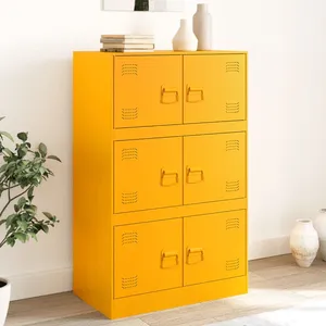 vidaXL Buffet jaune moutarde 67x39x107 cm acier pas cher