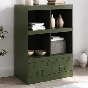 vidaXL Buffet vert olive 67x39x95 cm acier pas cher