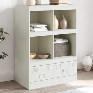 vidaXL Buffet haut blanc 67x39x95 cm acier pas cher