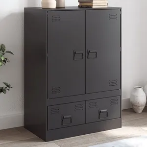 vidaXL Buffet haut noir 67x39x95 cm acier pas cher