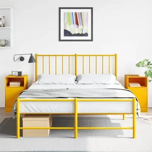 vidaXL Tables de chevet 2 pcs jaune moutarde 34,5x39x62 cm acier pas cher