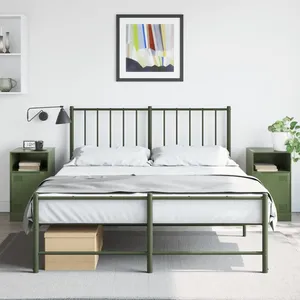 Comparateur de prix : vidaXL Tables de chevet 2 pcs noir vert olive 34,5x39x62 cm acier