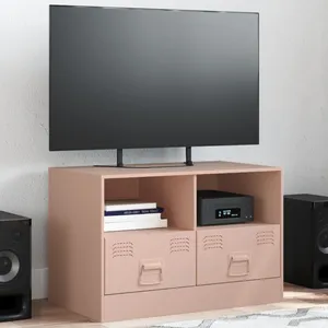 vidaXL Meuble TV rose 67x39x44 cm acier pas cher