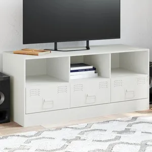 vidaXL Meuble TV blanc 99x39x44 cm acier pas cher